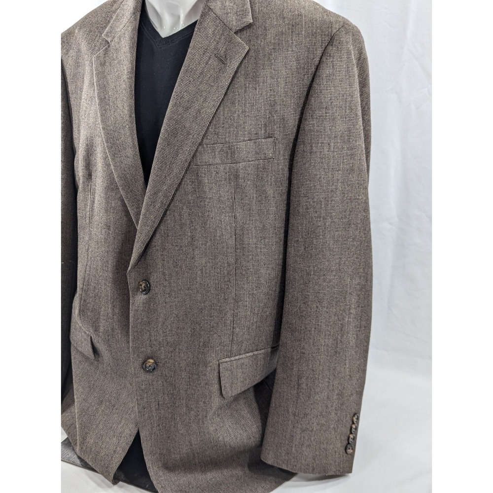 Jos. A Bank Blazer Coat Sport Jacket‎ Wool Cashmere Nailhead Brown 42R 46" Chest - Picture 5 of 14